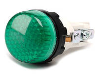 Арматура сигнальная 22мм с зажимами лампа 220В зелёная
