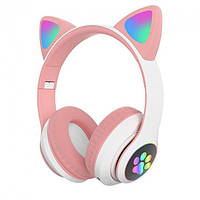 Наушники беспроводные Bluetooth Cat Ear VZV-23M 7695 360мАч с подсветкой pink