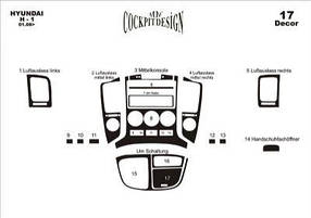 Hyndai Starex H1 H300 2008 ⁇  накладки на панель (small set) колір алюміній AUC Накладки на панель Хюндай H200 H1
