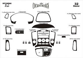 Hyndai Starex H1 H300 2008 ⁇  накладки на панель (big set) колір алюміній AUC Накладки на панель Хюндай H200 H1