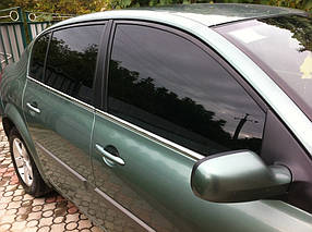 Renault Megane II Зовнішня окантовка скел Hatchback, Carmos AUC Хром молдинг Рено Меган 2