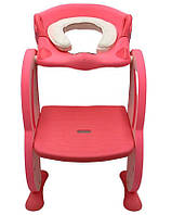 Дитяче сидіння на унітаз VOLRO з драбинкою Рожевий (vol-1351), код: 2734989