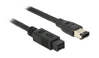 Кабель відео-сигнальний Delock FireWire 9p-6p M M 2.0m AWG24+28 D6.0mm 400Mbps чорний (70.08 SM, код: 7455563