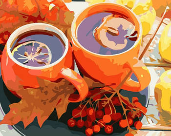 Набір для розпису по номерах Осінній чай Strateg 40х50 см (GS846)