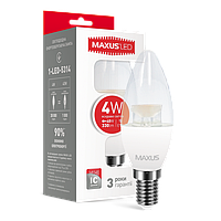 LED-лампа MAXUS C37 CL-C 4W яскраве світло 220 V E14 (1-LED-5314) (NEW)