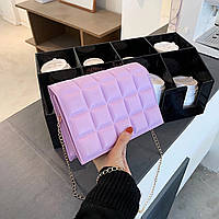 Женская маленькая классическая сумка клатч на цепочке фиолетовая лиловая