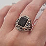 Перстень срібний з квадратним оніксом та орнаментом масивний чоловічий, фото 5