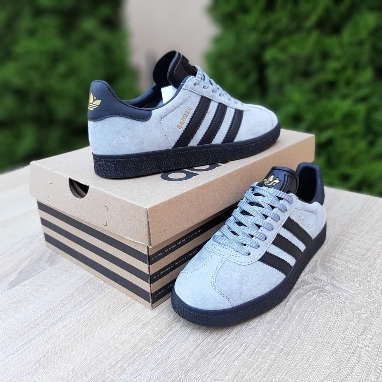 Чоловічі кросівки найнижчі сірі Adidas Gazelle. Замшеві кеди весна літо чоловічі сірі Адідас Газель