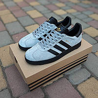 Чоловічі кросівки найнижчі сірі Adidas Gazelle. Замшеві кеди весна літо чоловічі сірі Адідас Газель, фото 4