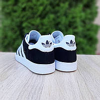Чоловічі кросівки низькі чорні з білим Adidas Gazelle. Замшеві кеди весна чоловічі чорно-білі Адідас Газель, фото 5