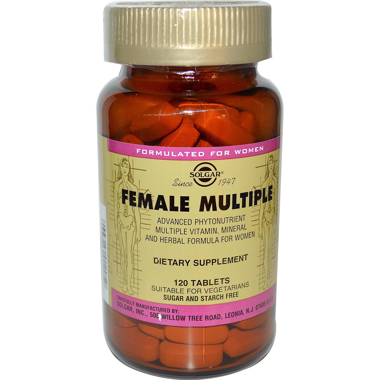 Solgar Female Multiple мультивітаміни та мінерали для жінок, 120 таблеток. Зроблено в США.