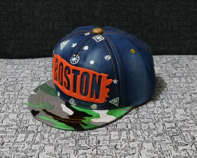 Кепка дитяча M&JJ BOSTON (Snapback) Розмір 48-52 Джинс-Жовтогарячий (4171)