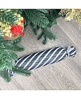 Подушка декоративна Прованс Цукерка Срібна новорічна 55 см в'язана акрил/холофайбер арт.024702