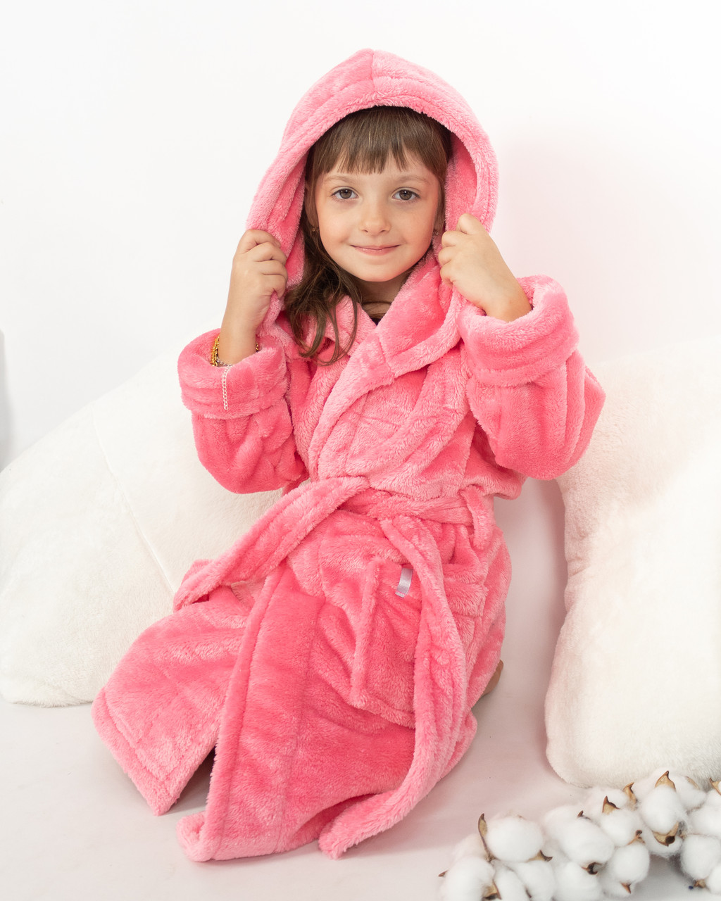 Халат дитячій махровий Рожевий, фото 1