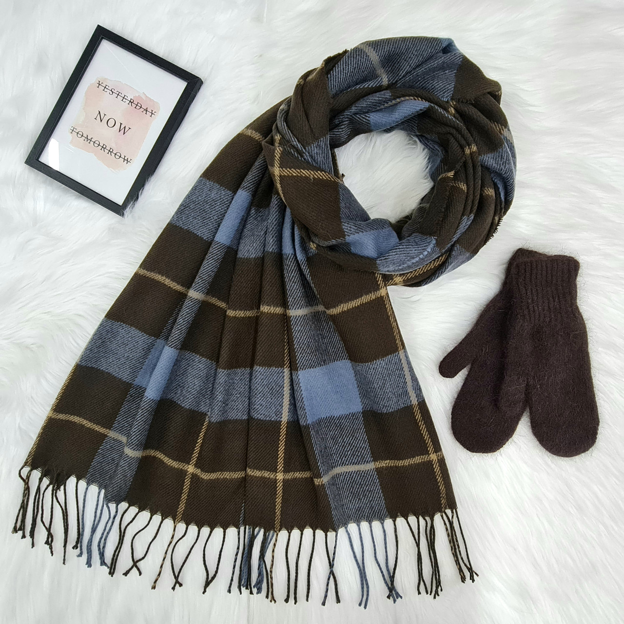 Комплект жіночий зимовий (шарф+рукавиці) M&JJ One size шоколадний 8061 - 4124