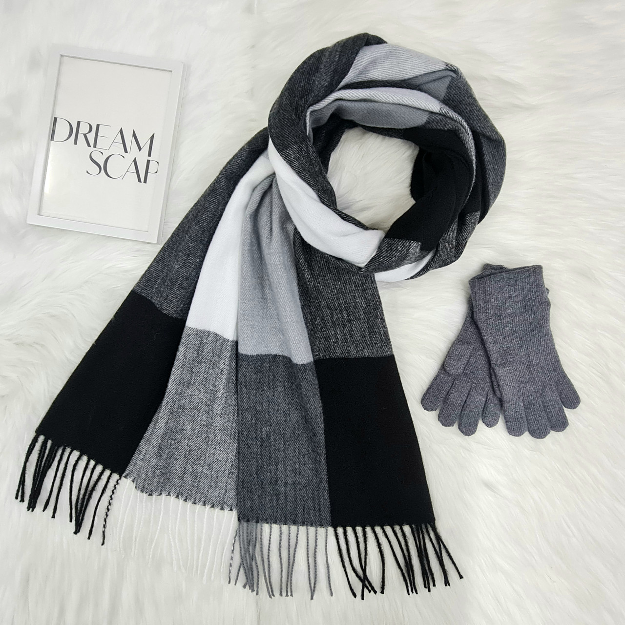 Комплект жіночий зимовий (шарф+рукавички) M&JJ One size сірий 1125 - 4081, фото 1