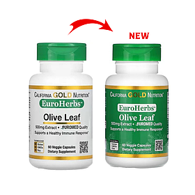 Екстракт листя оливкового дерева (Olive Leaf Extrac) California Gold Nutrition 500 мг 60 рослинних капсул