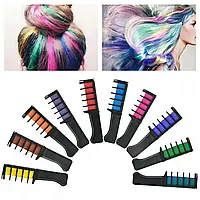 Набор мелков для волос 10 шт Hair chalk Разноцветные красители гребешок для детей и взрослых