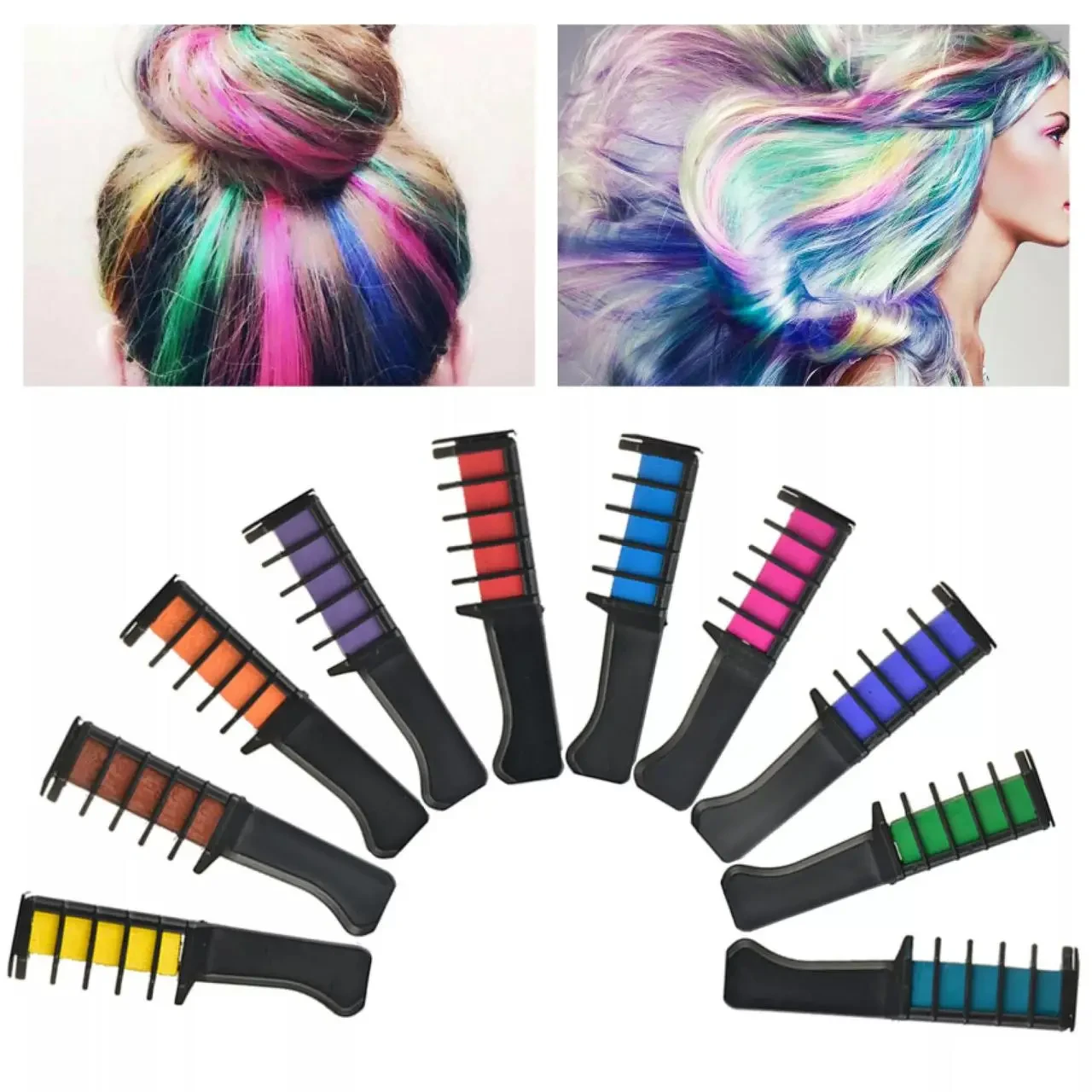 Набір крейди для волосся 10 шт. Hair chalk Різнобарвні барвники гребінець для дітей і дорослих