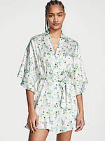 Атласный халат с воланами Victoria s Secret Satin Flounce Robe Honeybee Floral Size M/L