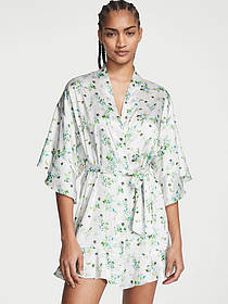 Атласний халат із воланами Victoria’s Secret Satin Flounce Robe Honeybee Floral Size	M/L