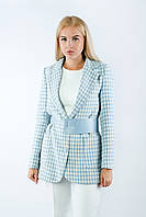 Ткань пиджак с поясом голубо-белый 190823 (2000000112060)