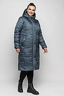 Зимний женский качественный длинный пуховик куртка пальто с водоотталкивающей пропиткой