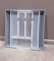 Лоток для столових приборів універсальний розсувний 300/400/500 / Органайзер для вилок ложок прозорий - графіт