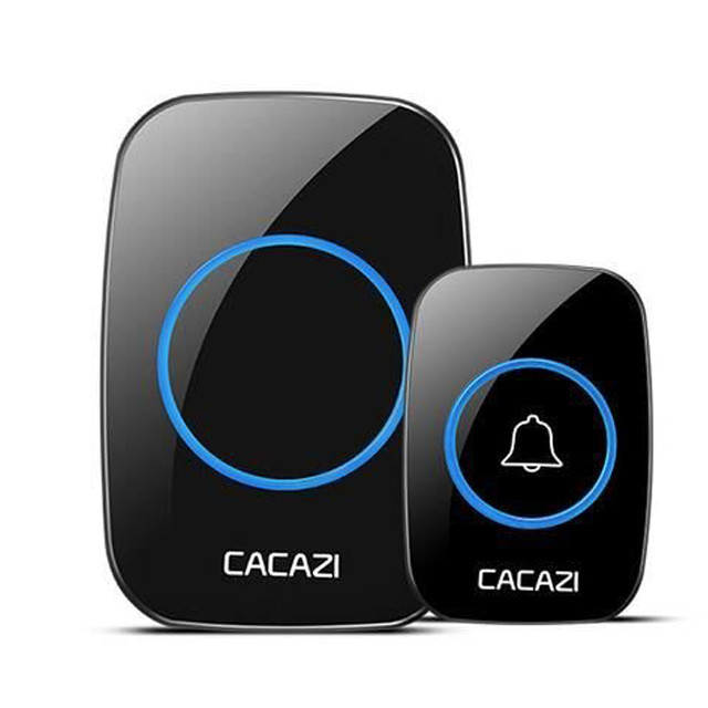 Бездротовий дверний дзвінок CACAZI водонепроникний радіодзвінок чорний