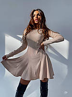 Базовое платье с расклешенной юбкой приталенное в рубчик короткое (р. 42-46) 2035423