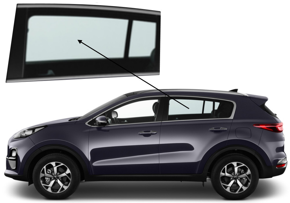 Бічне скло Kia Sportage 2016-2023 задніх дверей ліве, фото 1