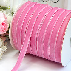 Стрічка оксамитова 1 см, світло-рожева