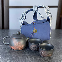 Набор посуды «Лотос» из глины Цзян Шуй в сумке