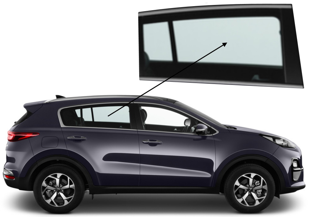 Бічне скло Kia Sportage 2016-2023 задніх дверей праве