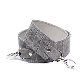 Ремінь з карабінами (85*4см) на підкладі, колір Сіра рептилія