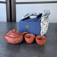 Набор посуды «Красный дракон» из исинской глины в сумке