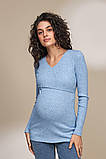 Теплий джемпер для вагітних та годування HELEN BL-33.012 блакитний меланж, фото 2