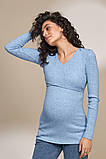 Теплий джемпер для вагітних та годування HELEN BL-33.012 блакитний меланж, фото 3