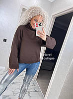 Базовый свитер с высоким воротником свободный фасона с широкими рукавами (р. 42-48) 90043272
