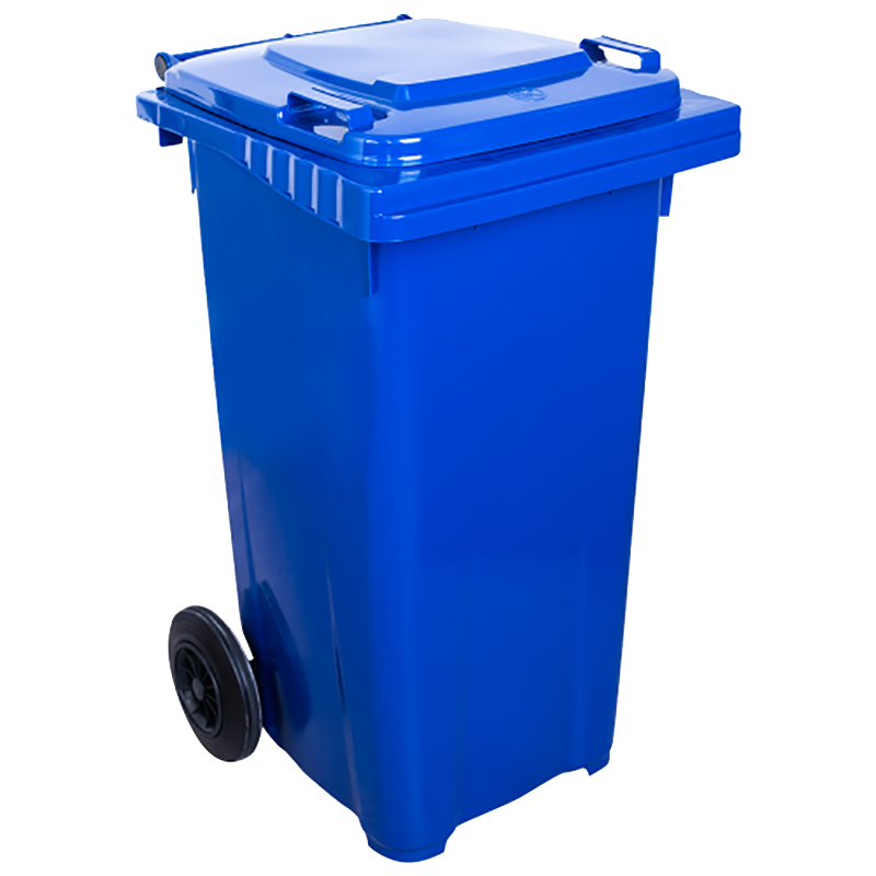 Бак для сміття на колісах з ручкою 120 л синій, фото 1