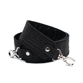 Ремінь з карабінами (85*4см) на підкладі, колір Чорна рептилія