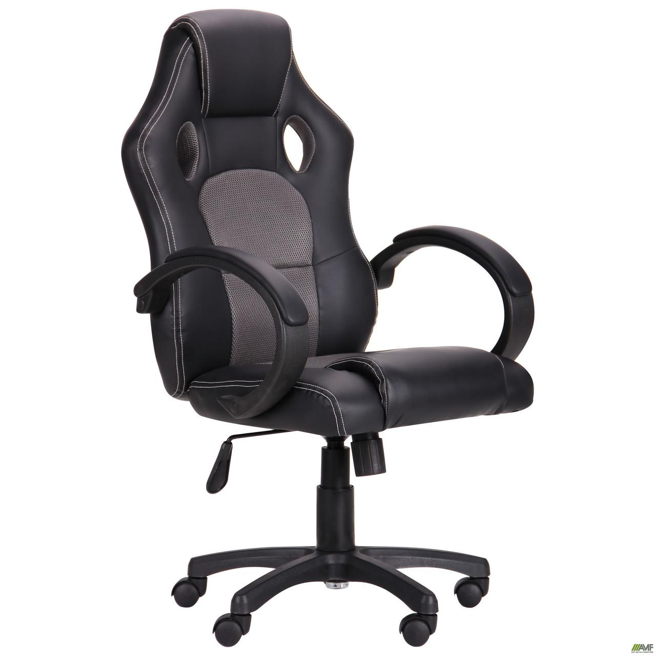 Крісло комп'ютерне ігрове Chase/Чейз чорно-сіре, спинка сітка ТМ Амф, фото 1