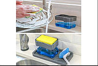 Органайзер для мочалок с мыльницей и дозатором нажимная Soap Pump Sponge Caddy.