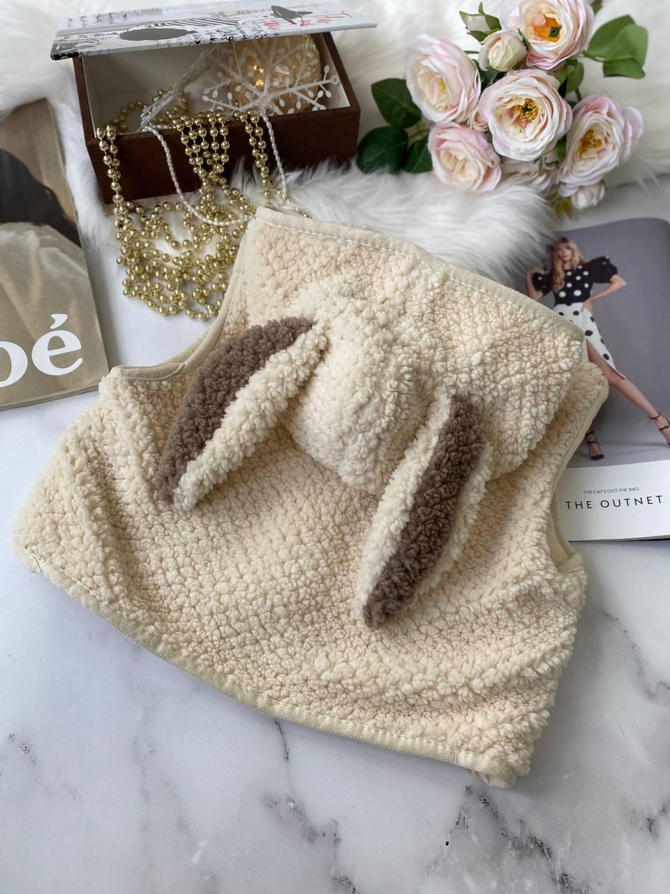 Жилетка для дівчинки хутро з вушками Молочний А 8816 117, LV, Молочный, Для девочек, Зима, 4 года, фото 1