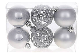 Набір куль на ялинку Ажур, новорічна іграшка 6 см 6 шт.