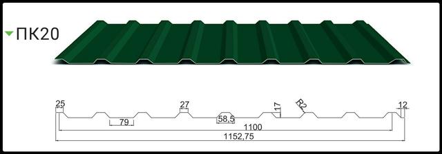 Профнастил стеновой / Кровельный ПК-20