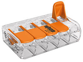 Монтажна самозатискна клема WAGO 221-415 для розподільних коробок п'ять контактів