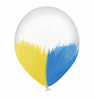 Воздушные шарики патриотические Браш Brush без глиттера | Прозрачный Cине-желтый
