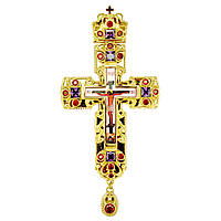 Крест для священника латунный позолоченный со вставками и латунным принтом арт. 2.10.0152лп-2