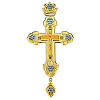 Крест священника латунный позолоченный с принтом и вставками арт. 2.10.0103лп-2